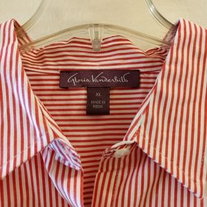 Gloria Vanderbilt red/white striped shirt